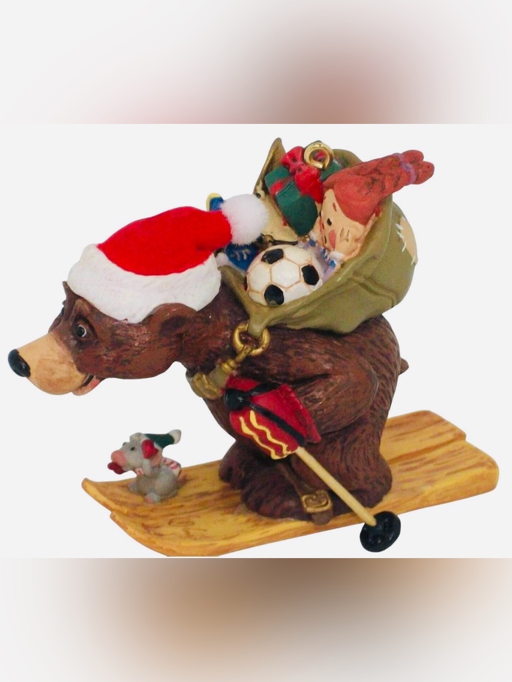 2004 Downhill Delivery Nick and Christopher Holiday Bear Ski Ornament